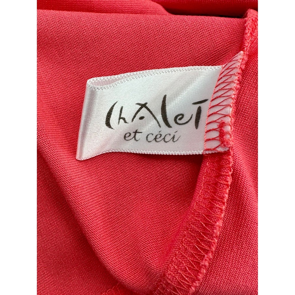 Chalet et Ceci Women XL Coral Modal Scoop Neck Gathered Sleeve Top Lagenlook - Picture 11 of 11